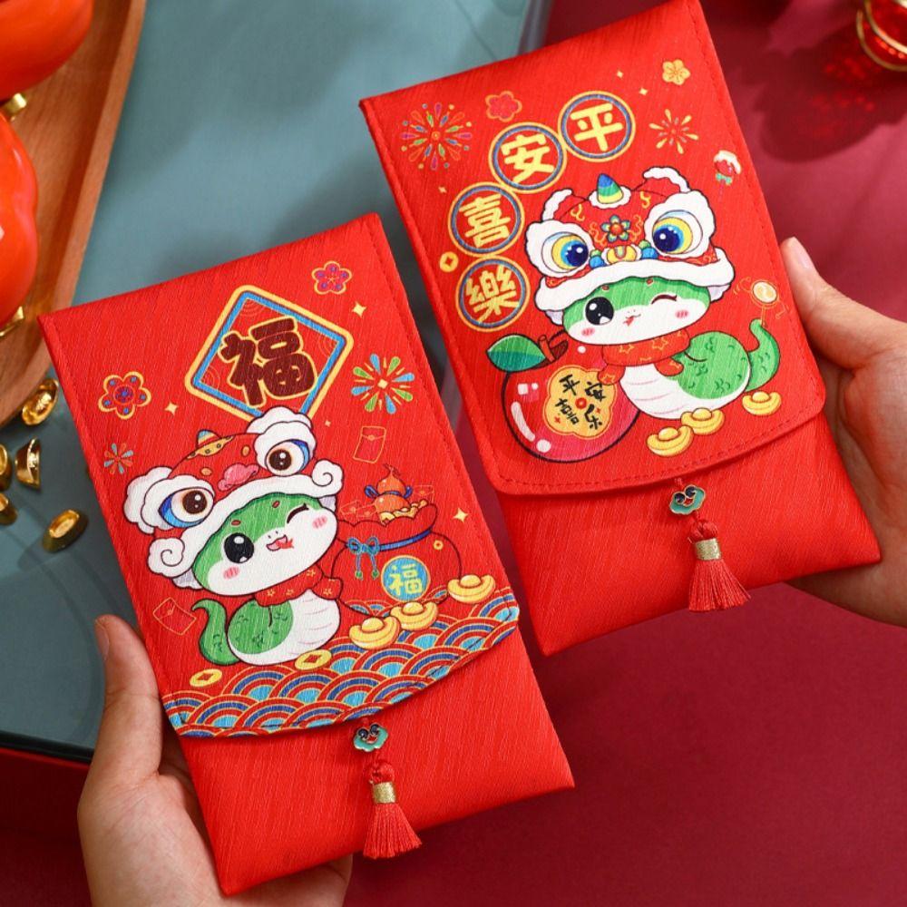 Hongbao 2025 Red Envelope Purse Snake Year Mascot Creative Money Packing Bag Chinese Dragon Year