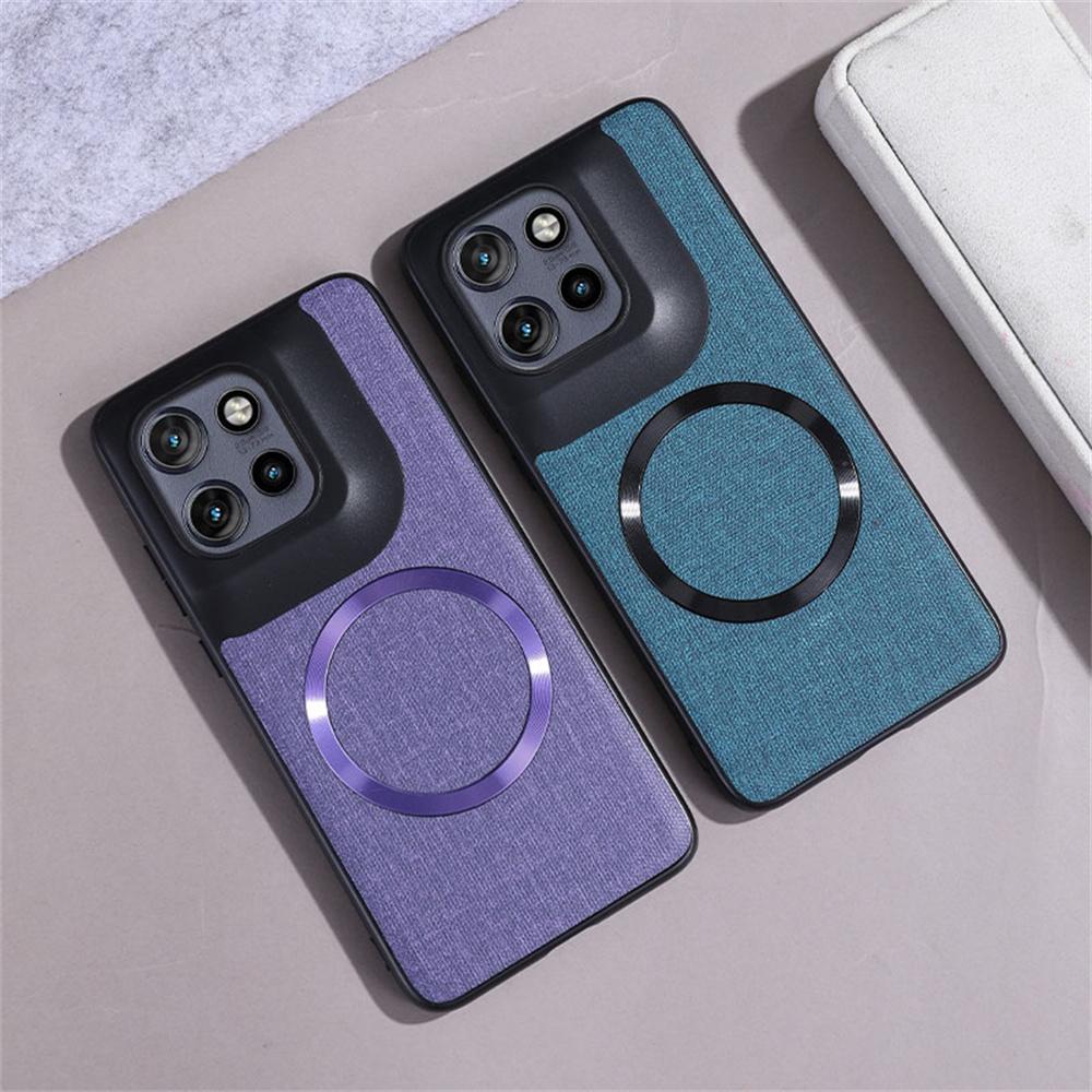 

For Motorola Edge 50 Neo 5G/Moto S50 5G/Thinkphone 25 5G Case Drop-Proof TPU+Cloth Back Phone Cover Compatible with MagSafe Dark Green
