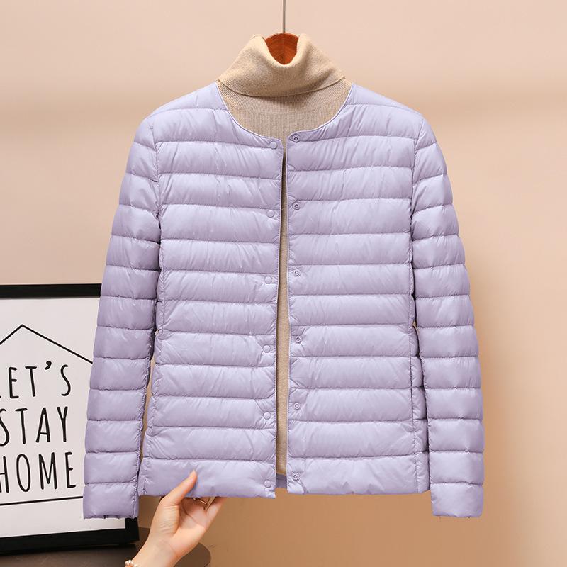 Women's 2025 White Duck Down Lightweight Jacket, Short Style, Convertible Round/V-Neck, Suitable for Autumn and Winter.