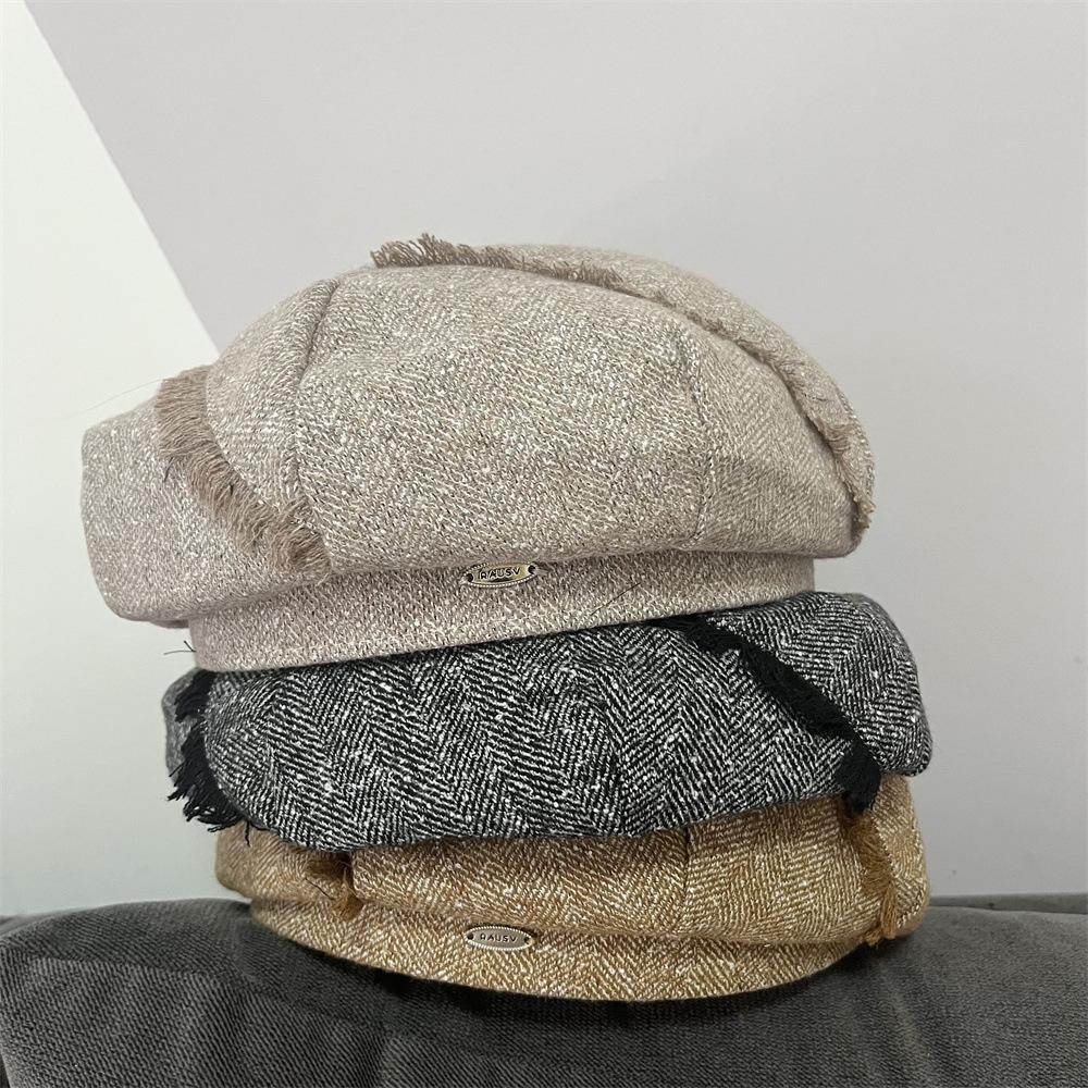 

New British retro fringed beret children go shopping in spring and autumn, showing their faces small literary and versatile painter hat чорний