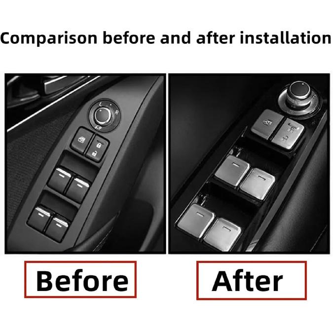 Car Window Lift Switch Button Cover Trim Sticker Compatible with Mazda CX-8 CX-5 KF CX-4 CX5 2018-2024 Interior Accessories(Red)