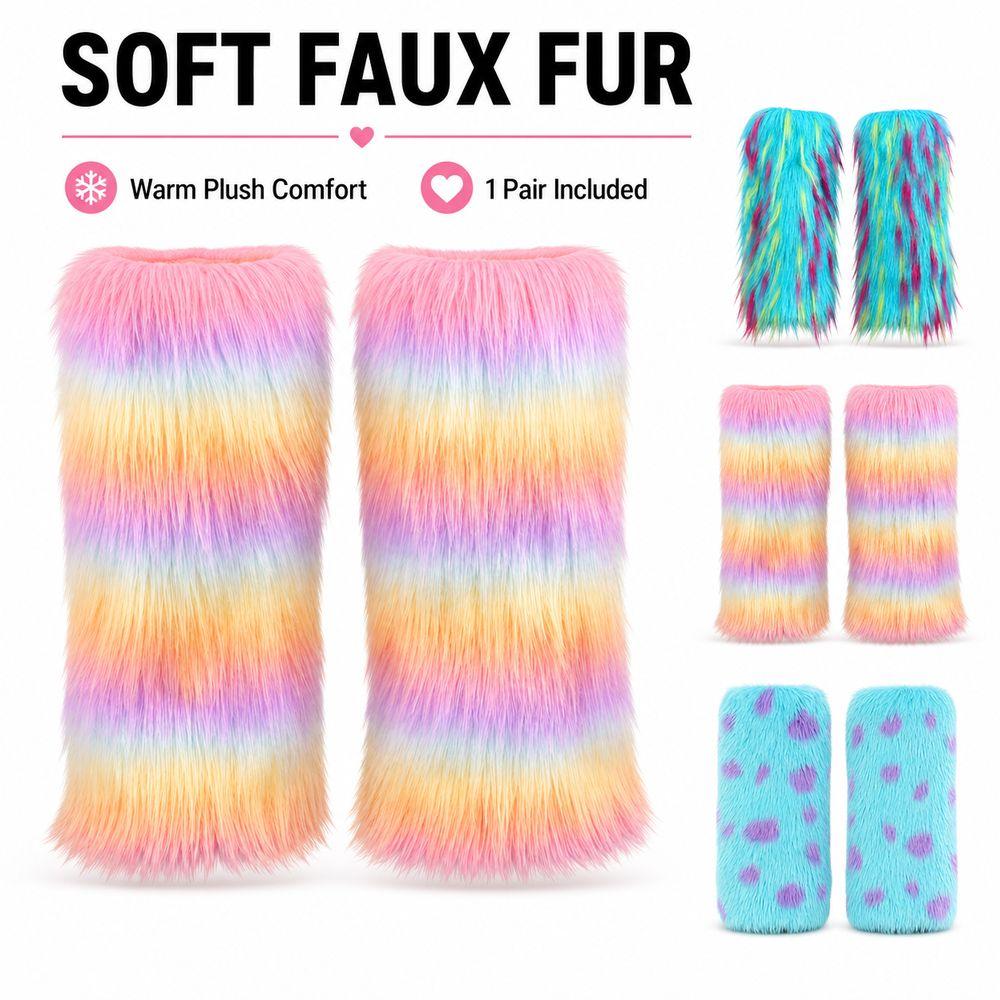 Weiche und flauschige Beinwärmer mit elastischen Öffnungen Pelz-Stiefelmanschetten Cosplay-Accessoires