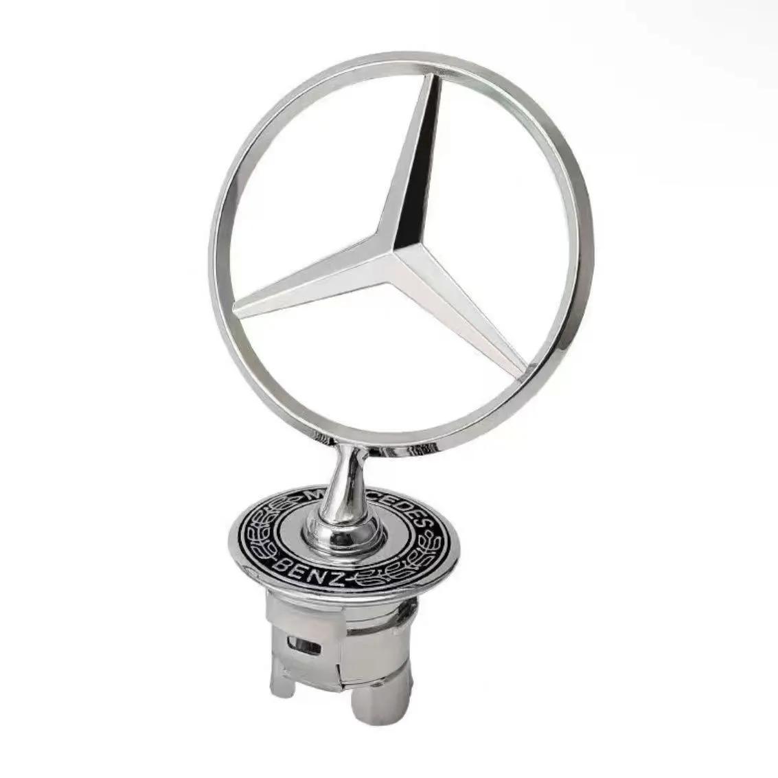 

New 2025 Hot 1Pcs 44mm 3D Zinc Alloy Car Front Hood Emblem Bonnet Label Badge for Mercedes Benz W204 W210 W220 W212 C180 C200 AM чёрный