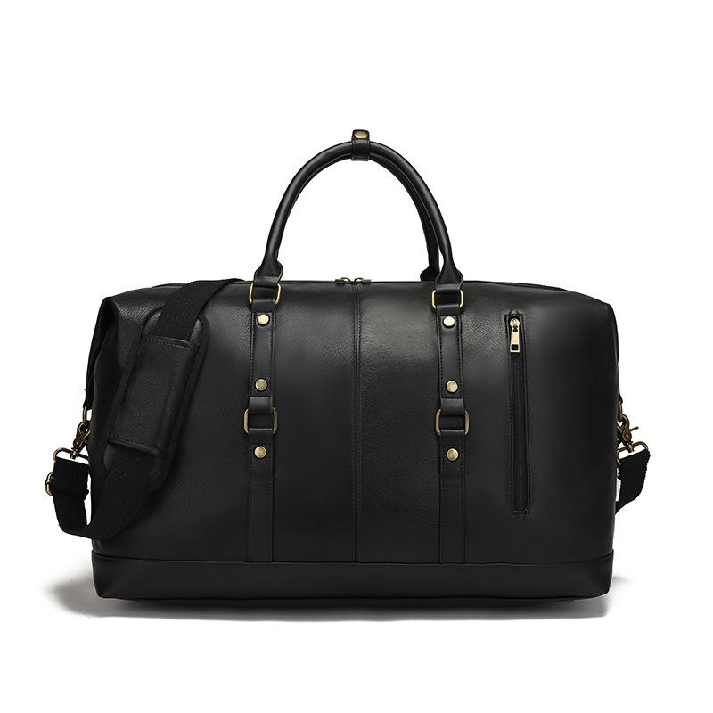 Wear-resistant PU Travel Bag Business Style Solid Color Outdoor Single Shoulder Luggage Storage Bag