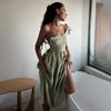 Spring New 100% Cotton V-neck Cami Dress, Women's Elegant Sexy Tie-back Open Back Dress, Cross-border European American Style