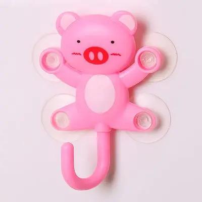 

1 Pcs Creative Cartoon Suction Cup Hook Cute and Strong Adhesive Hook Versatile with 4 Suction Cups pink pig