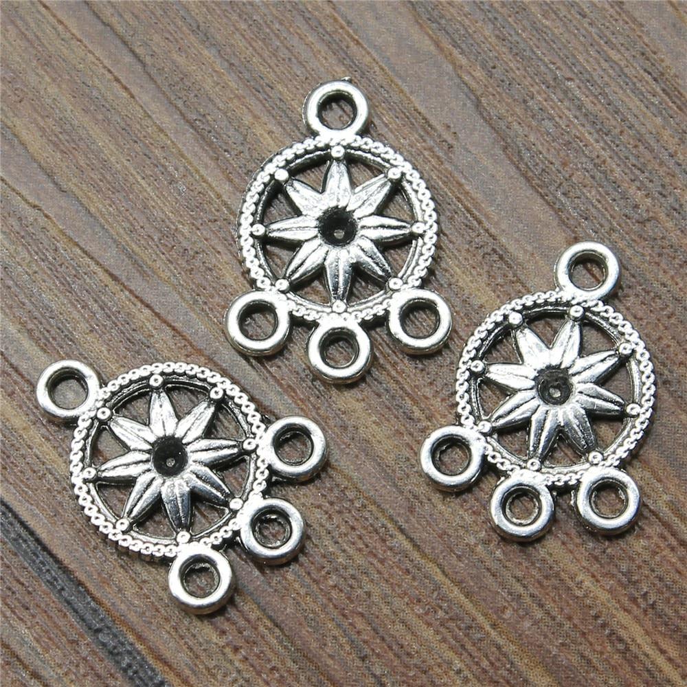 20 Stück baumelnde Ohrringe, Modeschmuck-Ergebnisse, Komponenten, DIY-Blumen-Ohrring-Anschluss, 18 x 13 mm, B14006