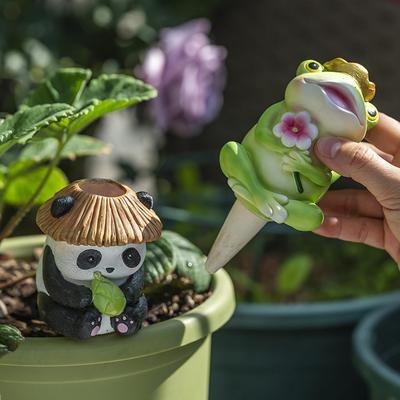 Resin Craft Frogs Pandas Lazy Automatic Waterer Release Device Courtyard  Decoration Plugin Ornament