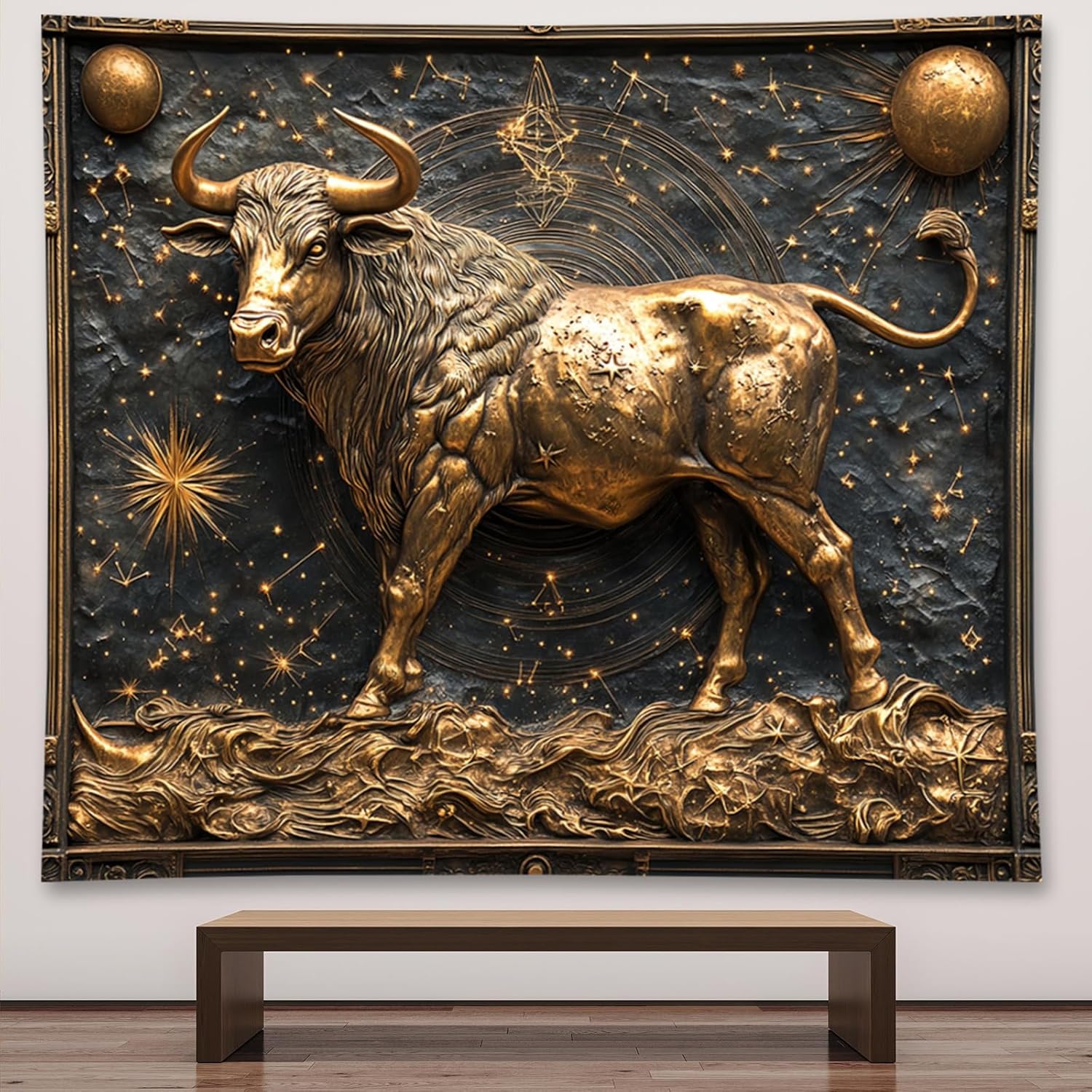 Liuzhouzai Vintage Zodiac Taurus Tapestry 75x100 чёрный