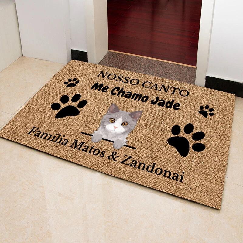 Funny Cute Cat Welcome Doormat Machine Washable Anti-slip Floor Mat Home Decor Living Room Bedroom Kitchen Entrance Foot Mats