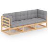 Day and Night - Day and Night 3-seater Garden Sofa with Solid Pine Wood Cushions