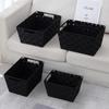 Black Woven Storage Basket: Desktop Organizer & Wardrobe Drawer for Sundries