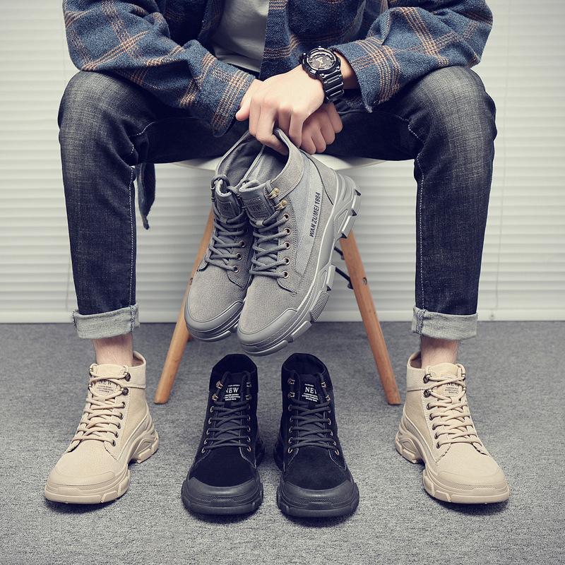 [Free shipping] Winter high-top velvet Martin boots for men, new trendy boots, autumn and winter British tooling men's shoes