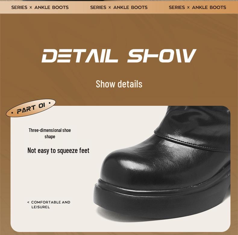 Augusden Women's Black Martin Boots 2025 - New Autumn Thick Sole Ankle Boots