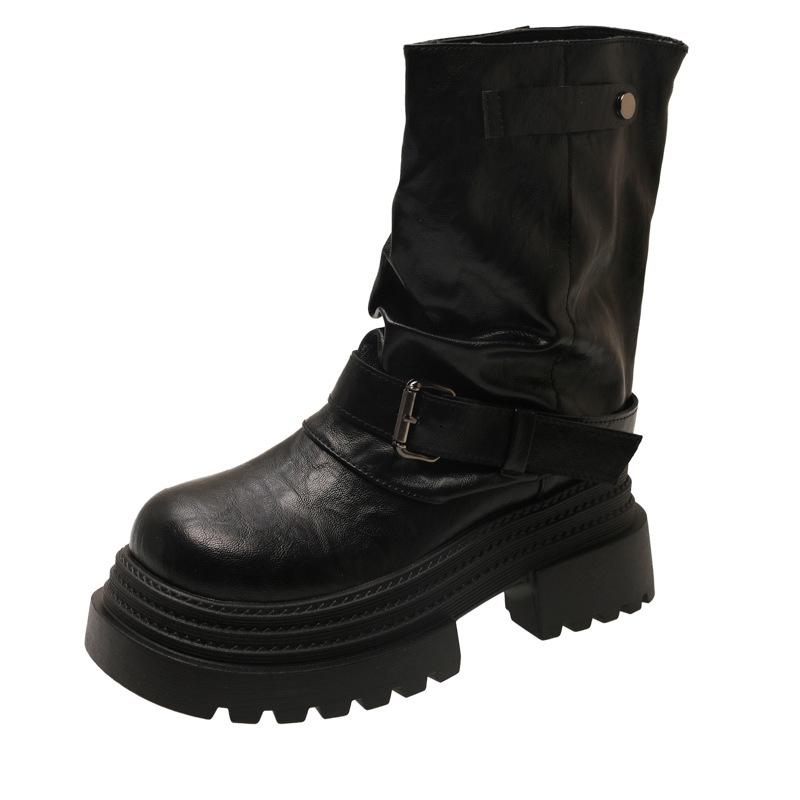 Beliebte Retro-Plateau-Martin-Stiefel im britischen Stil für Damen, Herbst/Winter 2025, neue modische Stiefel mit dünnem Futter