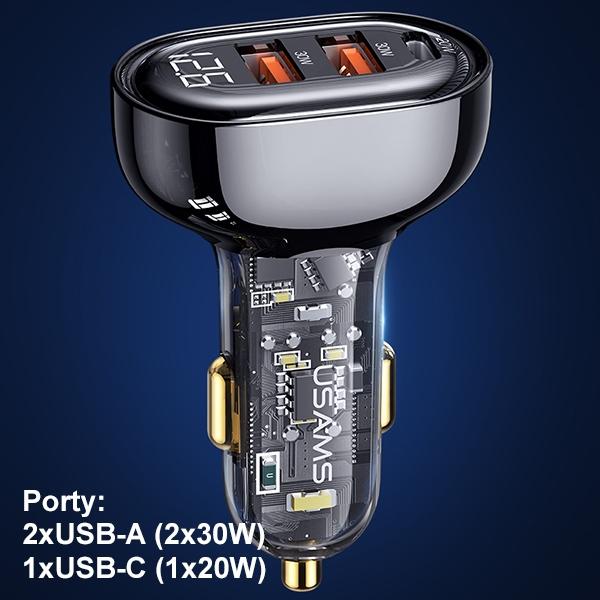 USAMS Land. Alone. 2Xusb+1Xusb-C 80Wfast Charge Black/Czarny Cc159Cc01 (Us-Cc159)