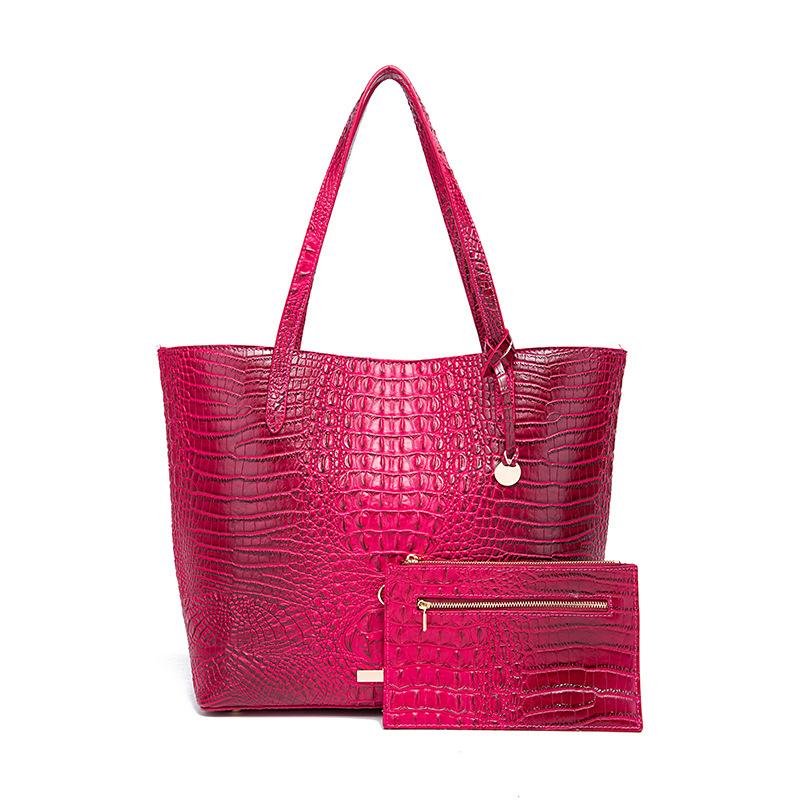 New European and American Handheld Tote Mother Retro Women's Bag with Multi Color Brahmin Crocodile Pattern