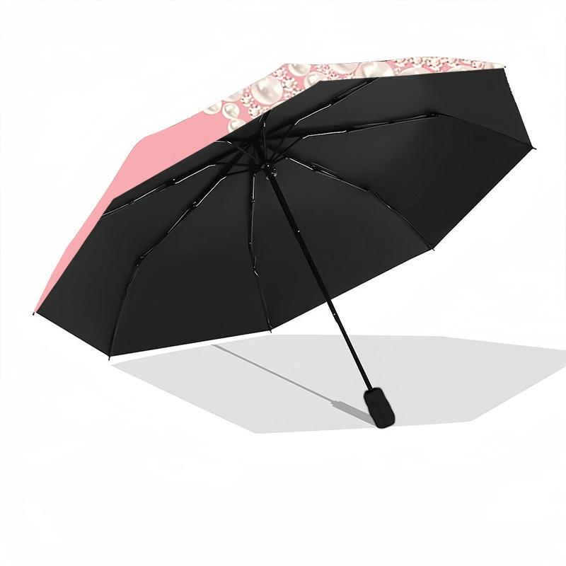 1pc Pearl BowAutomatic Open/close Folding Umbrella, Compact Portable Travel Umbrella, Perfect Birthday/Holiday, Cute Umbrella y023