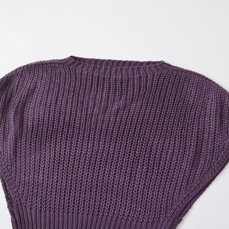 Fashion Style 2024 Autumn New Women's Thick Needle Knitting Wide Round Neck Sleeveless Casual Comfortable Top 5536100
