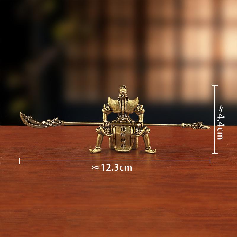 

Guan Gong Brass Figurine: Guan Yu Martial God of Wealth Living Room Decoration, Ideal Housewarming Craft Gift