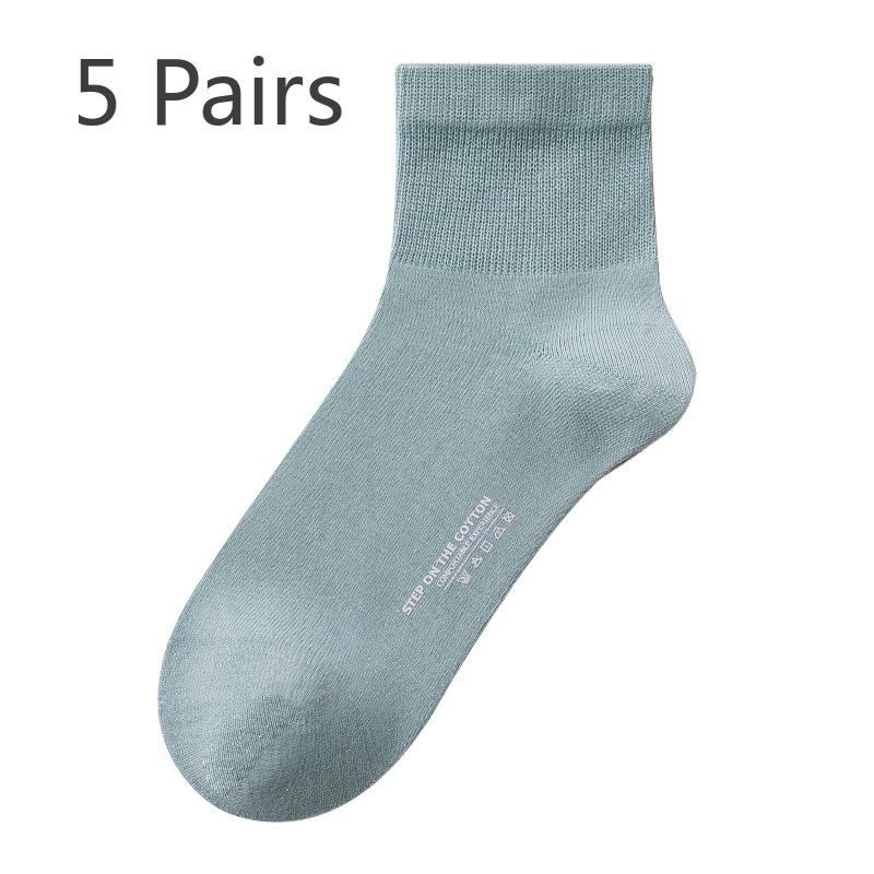 5 Pairs of Women's Summer Thin Cotton Cute Mid Tube Socks