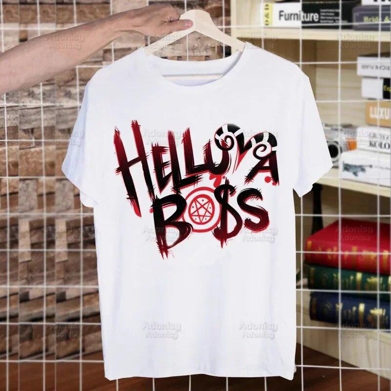 Helluva Boss Printed T Shirt Unisex Retro Washed Tops Tees Harajuku Tshirt Streetwear Hip Hop Unisex T-shirts
