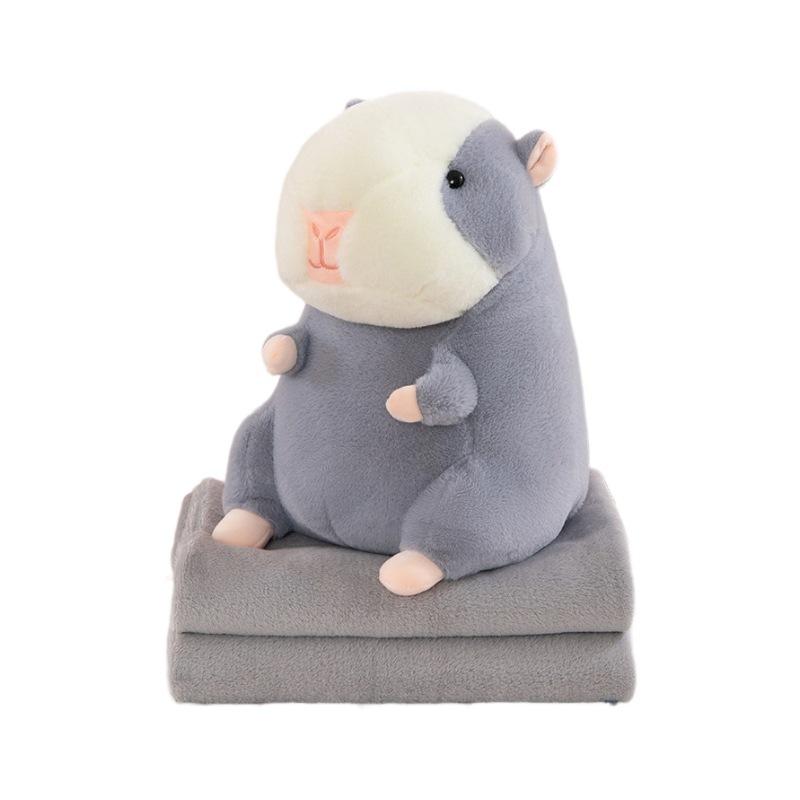 Cute hamster nap pillow quilt car throw pillow quilt dual-purpose cushion quilt large pillow coral fleece air conditioner blanket