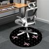 1pc Polka Dots Pink Bows Chair Carpet for Office Non Slip, Machine Washable Rug for Office, Room Holiday Decor for Christmas, Birthday Polyester