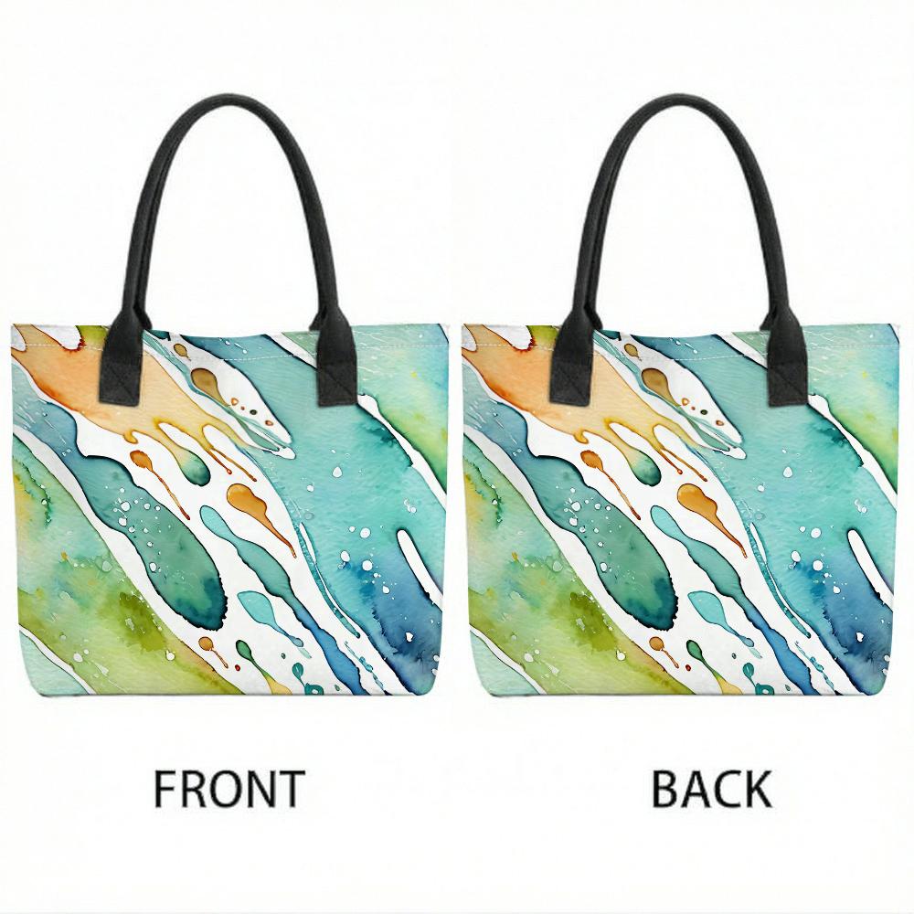  Watercolor Tote Bag Casual Large Capacity Shoulder Handbag for Daily Shopping Travel