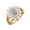 6X4MM Oval Opal Gemstone 925 Sterling Silver Gold Plated Halo Split Shank Ring