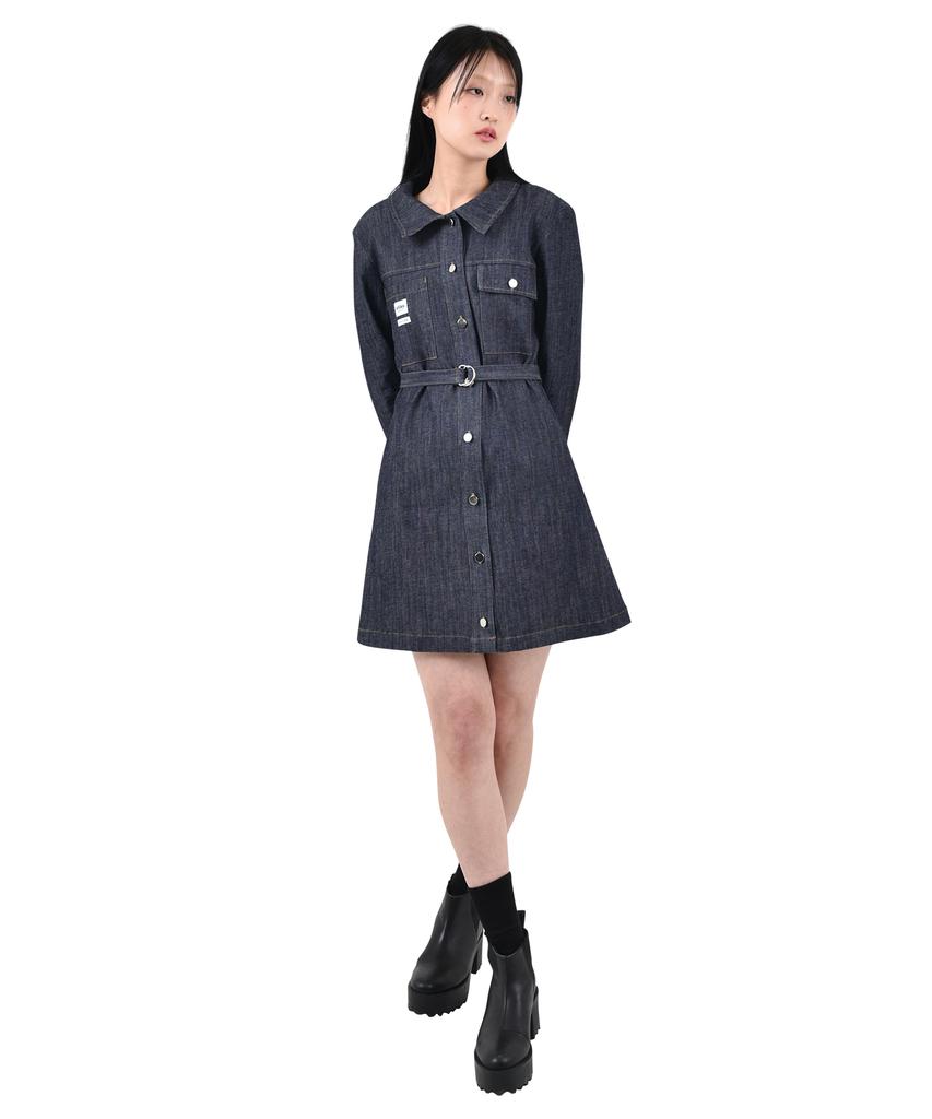 KATHARSIS Daily Denim Mini Dress Long Sleeve Dark Blue S M
