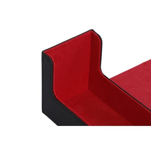 THE GORILLA CASE Large Capacity Deck Case, PU Leather Storage Box, Holds Approximately 400 Decks (Black X Red)