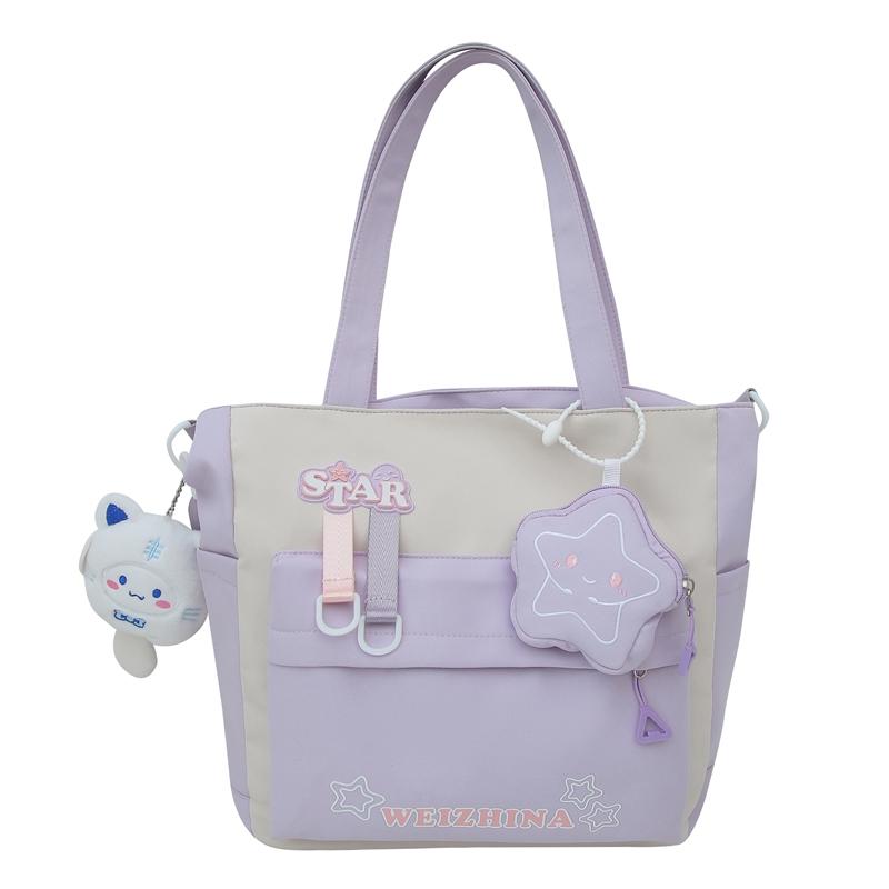 

Сумка-мессенджер із зірковим принтом. Жіноча сумочка. Студентська сумка великої місткості фіолетовий