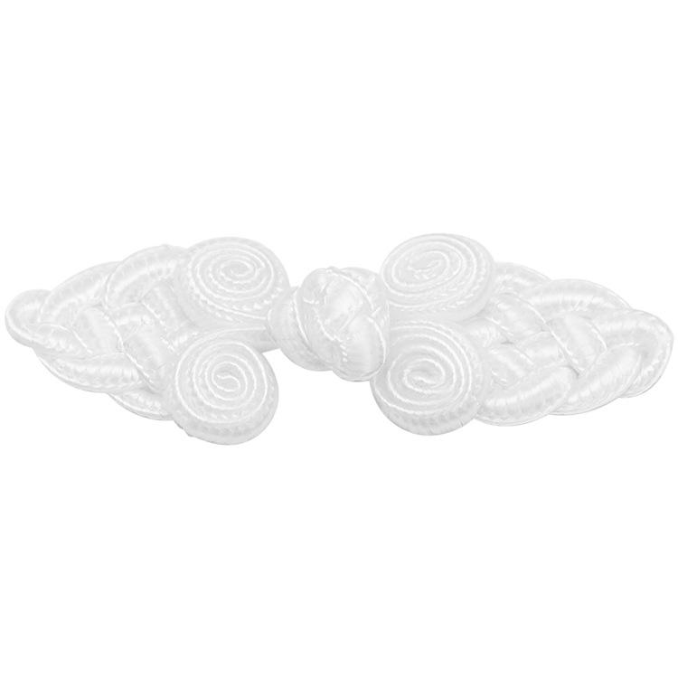 White Nylon Frog Buttons, Handmade Rope Woven Chinese Tang Suit Qipao Retro Flower Accessories