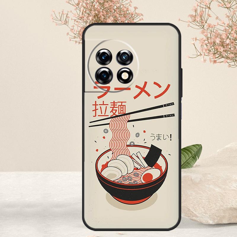 Ramen Cat Japanese Art Case For OnePlus 15 13 12 11 13T 13R 12R 15R 10T 8T 10 Pro Nord 5 CE 4 3 2 Lite N20 N30 Cover
