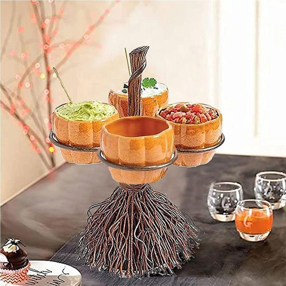 Collapsible Pumpkin Tray Detachable Halloween Candy Holder Cute Snack Bowl Stand  Fruit