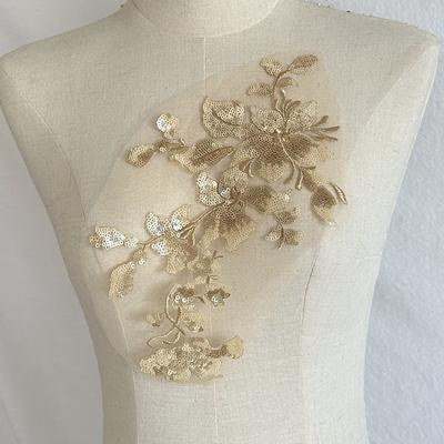 Patch Dance Clothes Skirt Decoration Accessories Mesh Lace Flower Embroidered Cloth Stickers Hand Sewing Diy 2pc Colorful Sequins