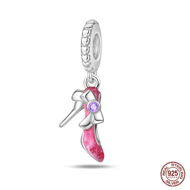 100% Copper Fashion Pink Princess Skirt Bag Lipstick Charms Beads Fit Qikaola Original Bracelets Diy Jewelry Gifts