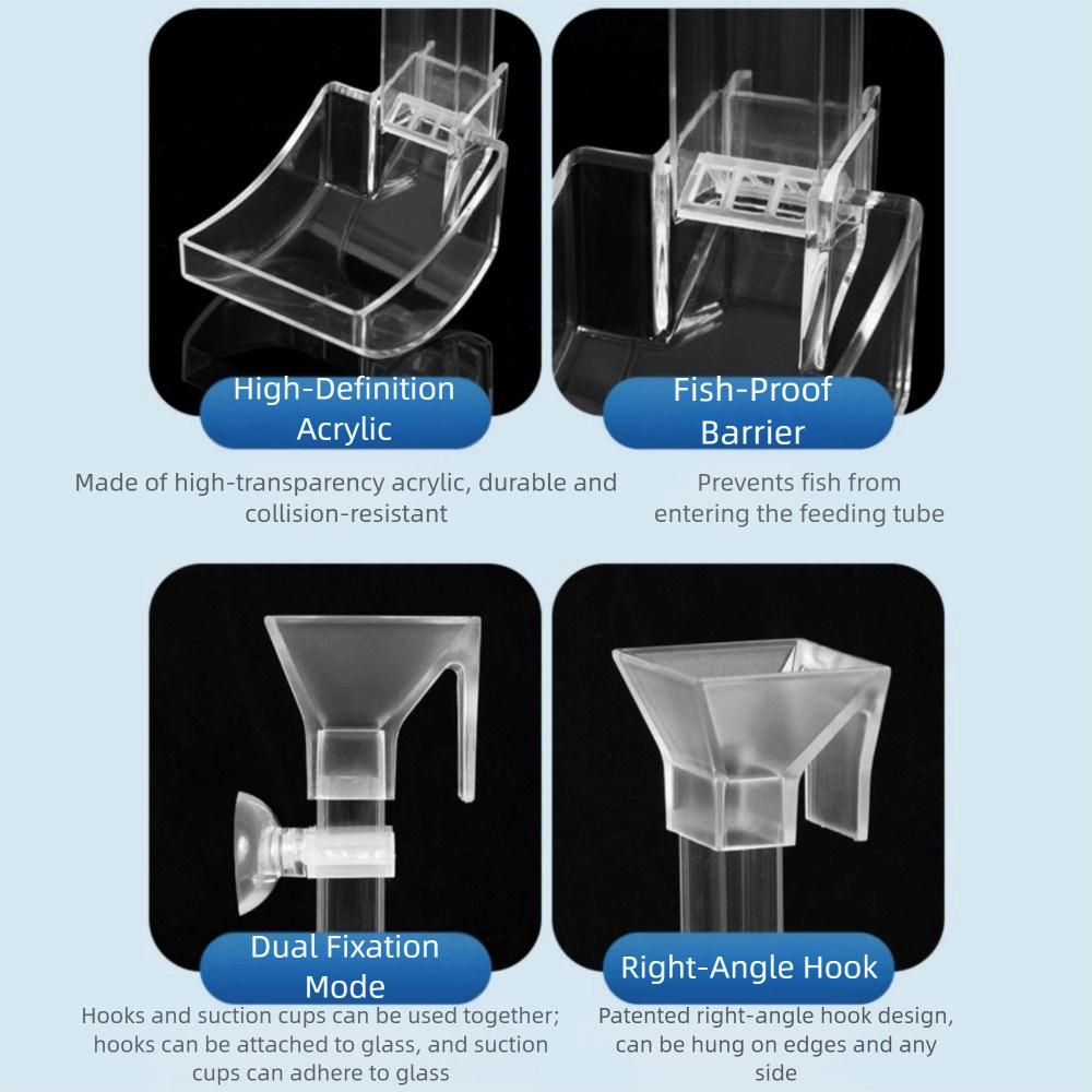 Transparent Fish Tank Feeding Tube Wall-mounted Acrylic Fish Feeding Basin with Suction Cup Shrimp Feeding Device