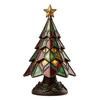 Exquisite Resin Craft Ornaments Christmas Tree Table Lamp, Stained Glass Effect LED Night Light, Colorful Desktop Holiday Decorations Bedside