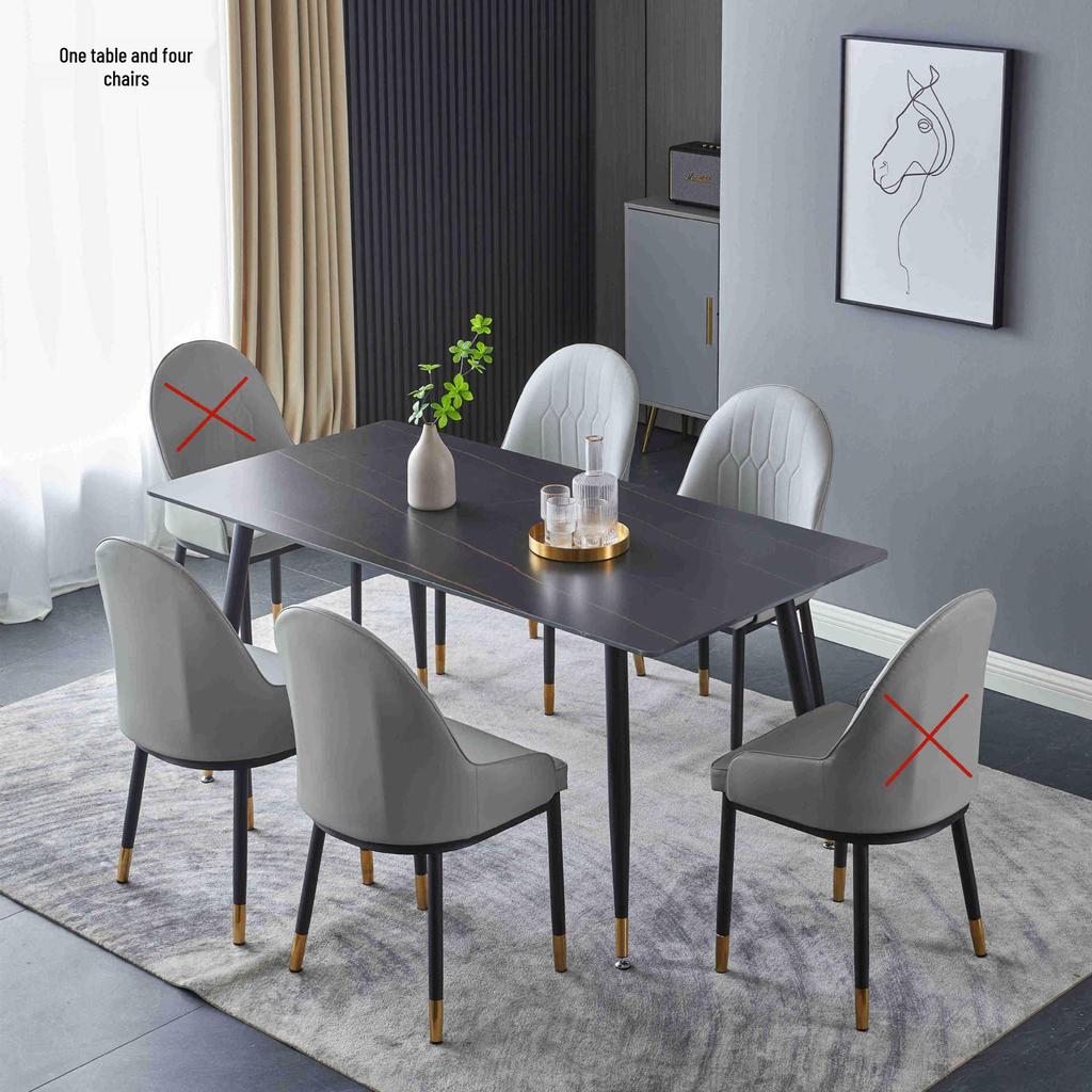 Modern Minimalist Italian Rock Slab Dining Table Set for Small Apartments