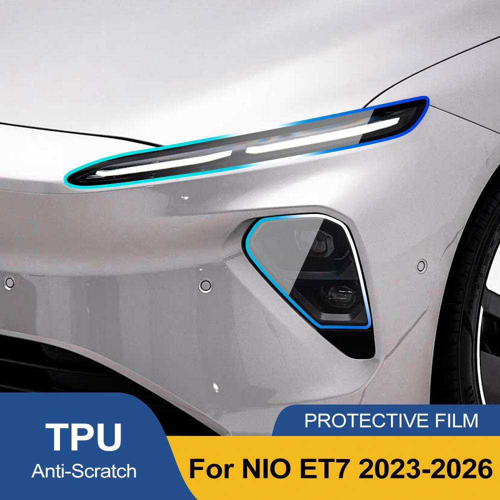 Premium High-Gloss Smoke Black TPU Car Headlight Protection Film for NIO ET7 2026-2026 Pre-Cut PPF Anti-Scratch Vinyl Film Kit