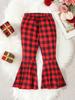 Girls' Trendy & Versatile Plaid Flared Trousers (Single Item) – Spring/Autumn Style