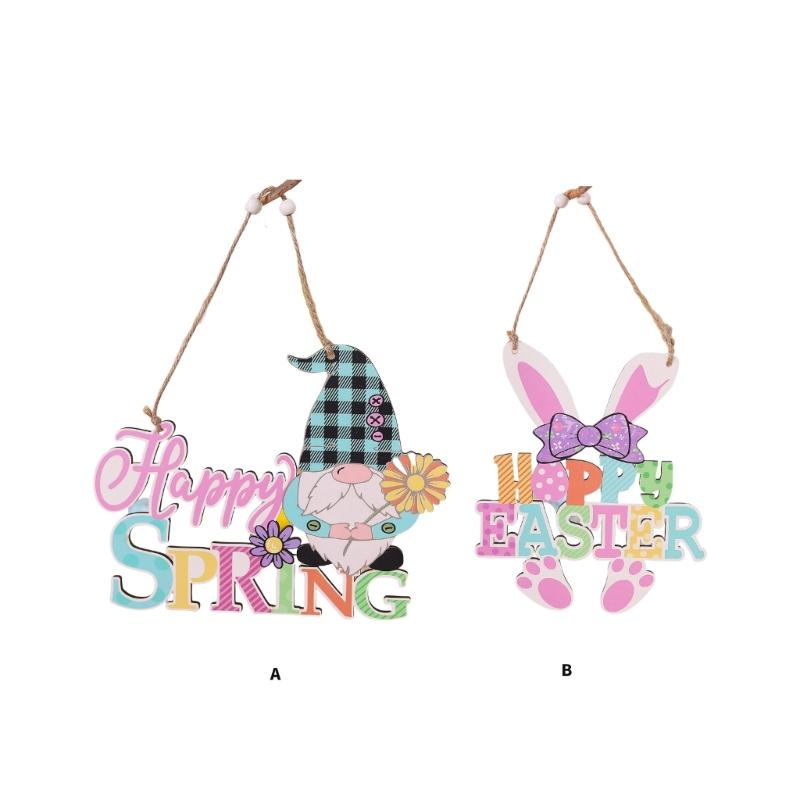 Easters Wood Hanging Sign Easters Wood Wreath Sign Happy Easters/Spring Door Sign Plaque for Front Door Wall Decors