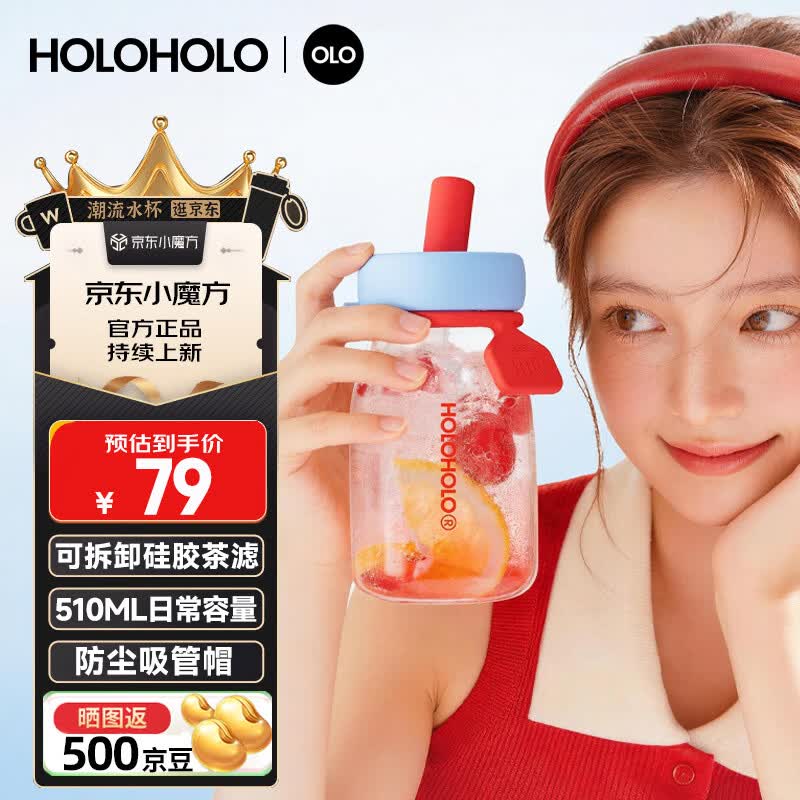 HOLOHOLO High Borosilicate Glass Tumbler with Straw