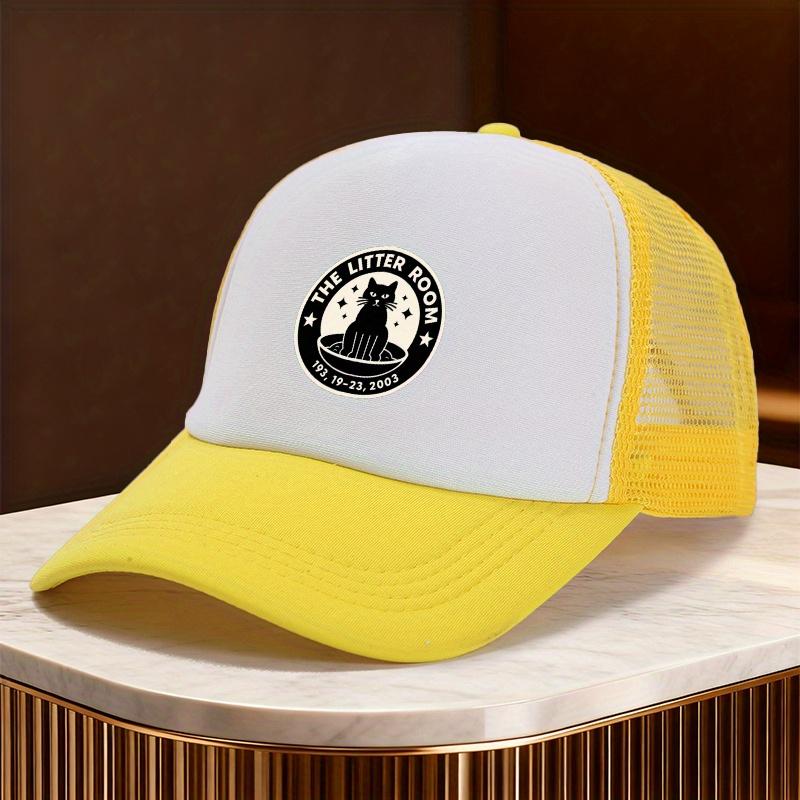 The Litter Room Black Cat Memorial Trucker Hat Polyester Mesh Baseball Cap Casual Unisex Adult