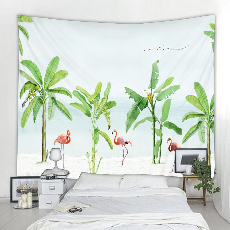 Plant, Flower, and Bird Tapestry Simple Nordic Style Wall Hanging Cloth Hippie Bohemian Home Dormitory Aesthetic Wall Decoration
