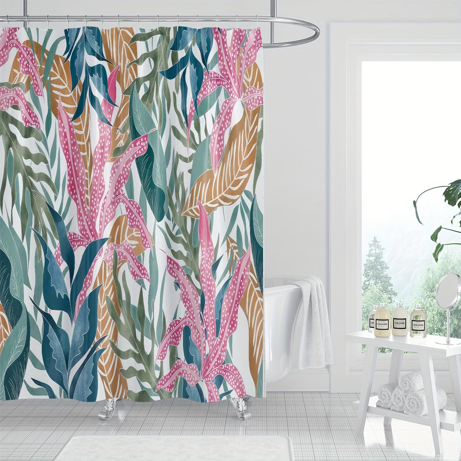 

Polyester Shower Curtain - Vibrant Pink Calla Lilies & Green Leaves, Digital Print, Machine Washable, All-Season Bathroom Decor W60H190(CM)-1 Pcs