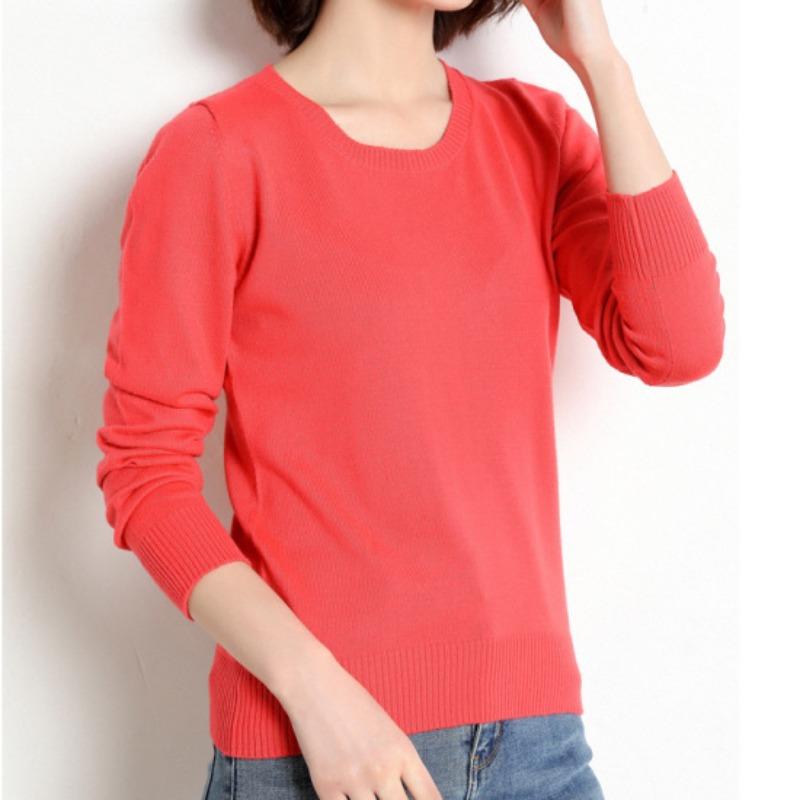 Women's Fashion Casual Solid Color Print Plus Size Autumn Winter Long Sleeve O-Neck Sweaters