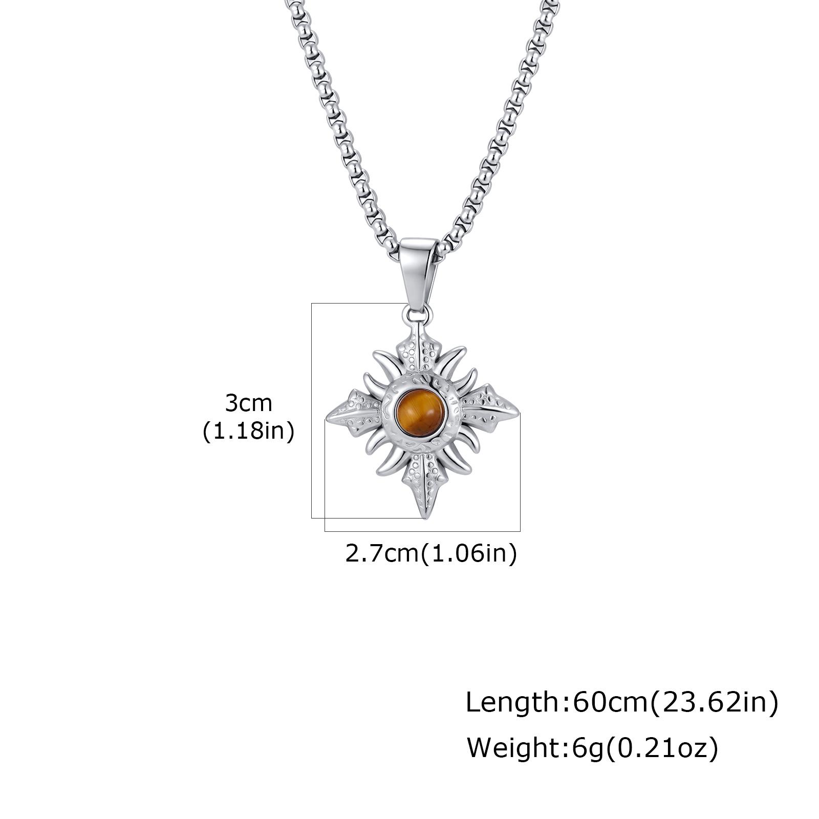 

Vintage Punk Natural Tiger Eye Stone Geometric Pendant Necklace for Men Fashion Stainless Steel Neck Jewelry Gift